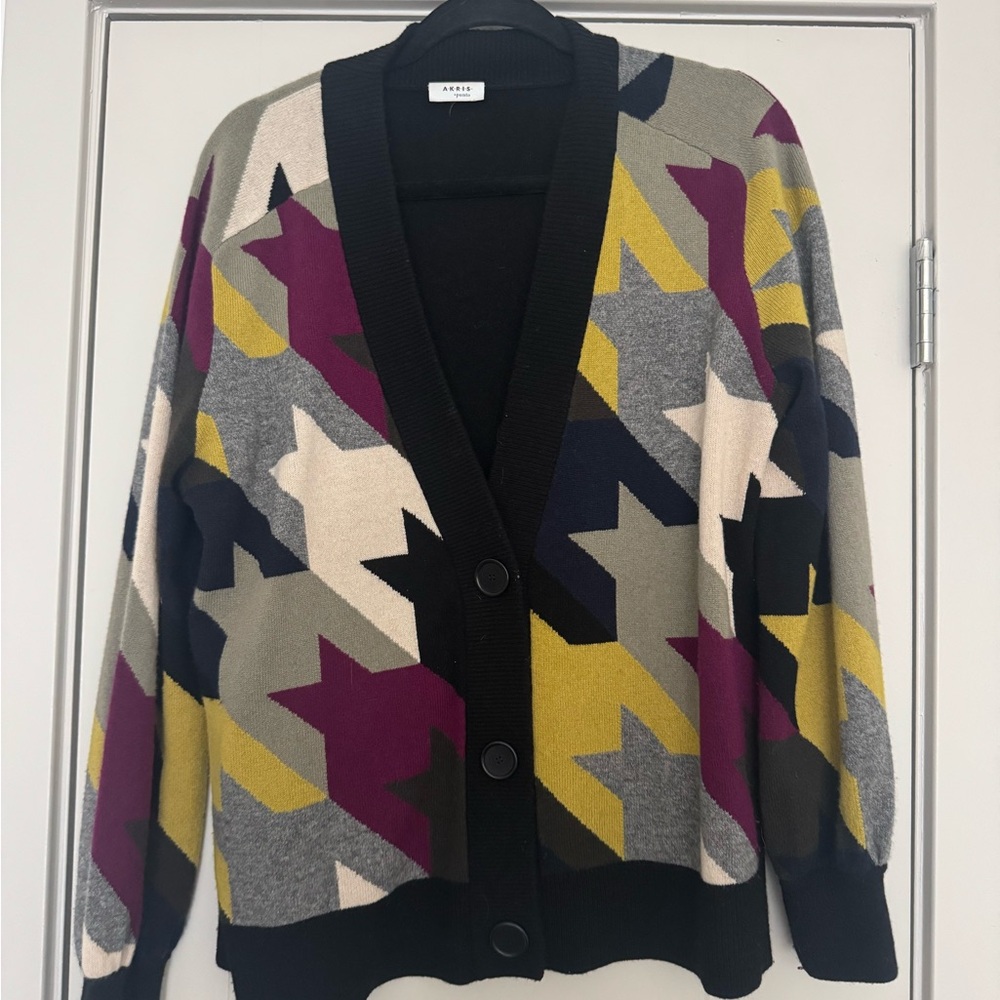 Akris Punto Women's Cardigan with Multicolor Geometric Design